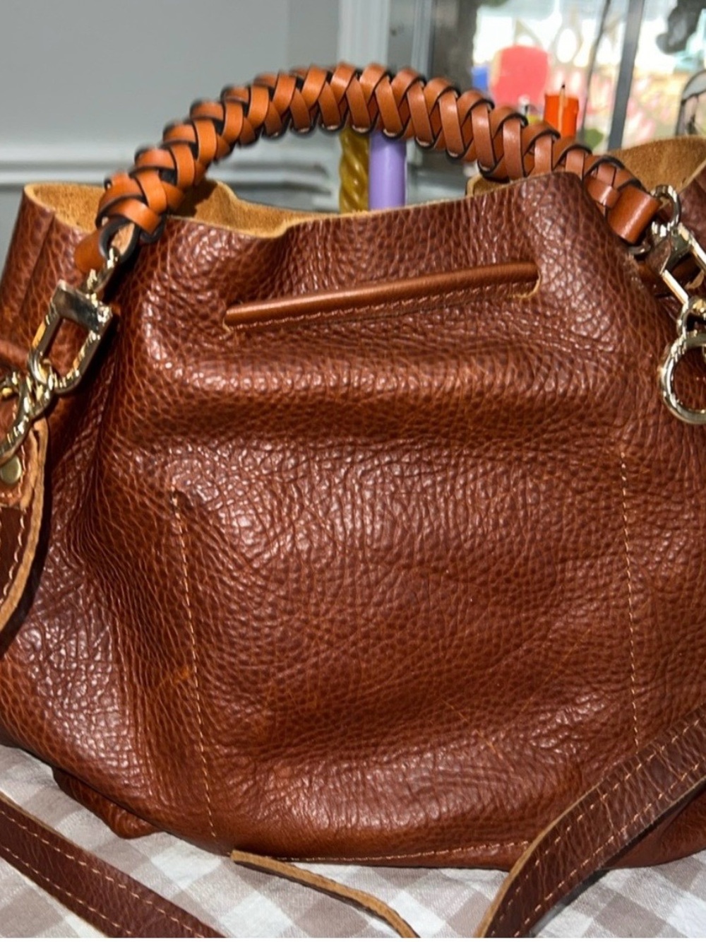 Portland Leather Large Bucket Bag In Nutmeg - Picture 13 of 14